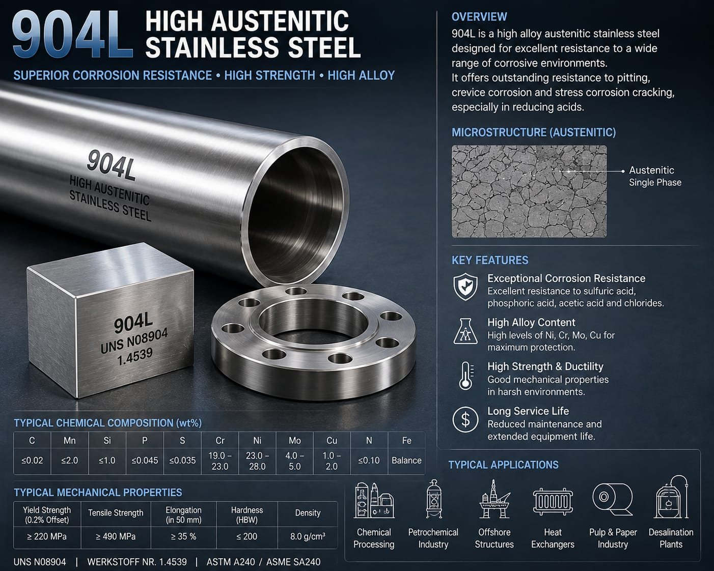 904L technical data