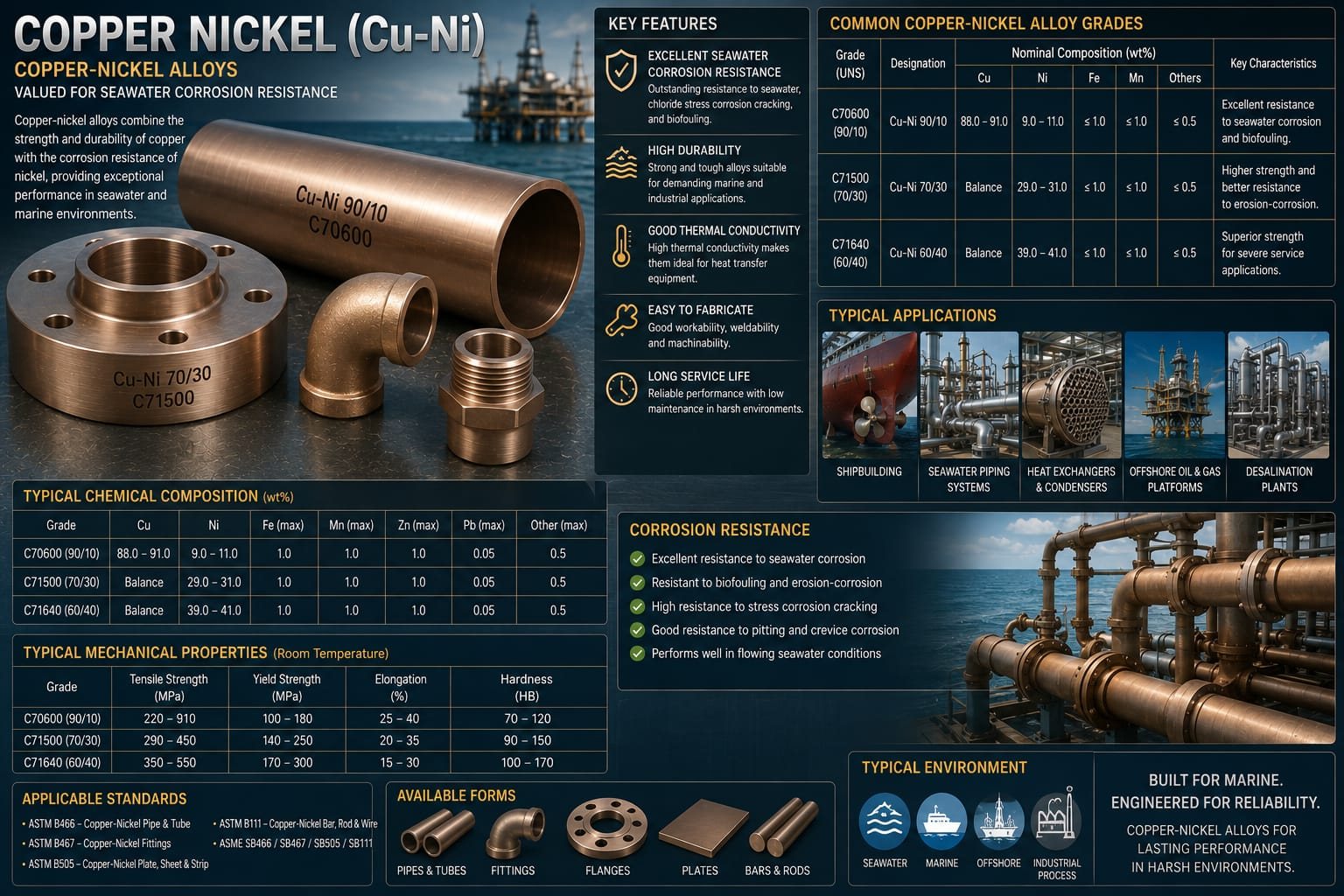 Copper Nickel (Cu-Ni) technical data